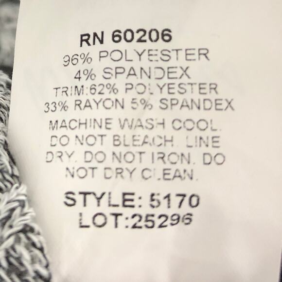 Body Wrappers Black Gray Striped Rib Knit Ruched Side Fitted Shirt Top Size XS - Picture 8 of 8